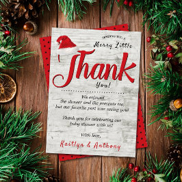 Cartão De Agradecimento Feliz Pequeno Chá de fraldas de Natal