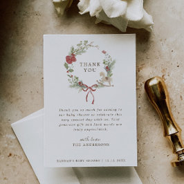 Cartão De Agradecimento Feliz Pequeno Chá de fraldas Vermelho Arco