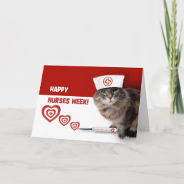 Cartão De Agradecimento Feliz Semana das Enfermeiras. Gatinho engraçado