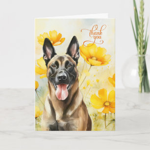 Cartão De Agradecimento Felizes Ouros de Cães Malinois