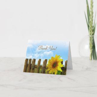 Cartão De Agradecimento Fence Sunflower Bridal - Obrigado