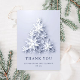 Cartão De Agradecimento Feriado Corporativo de Árvore de Natal em Flocos d