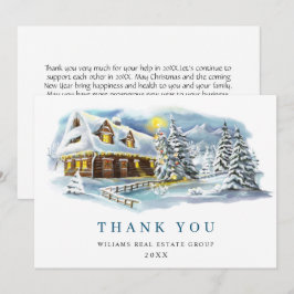 Cartão De Agradecimento Feriado Corporativo de Natal em Árvore Elegante