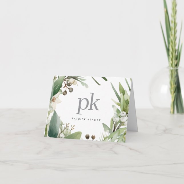 Cartão De Agradecimento Feriado de Natal do Nome do Monograma Simples Mode (Frente)