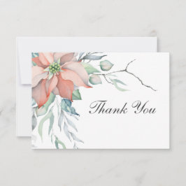 Cartão De Agradecimento Feriado de Natal Elegante Aquarela Floral