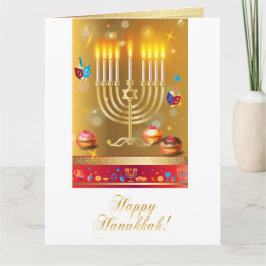 Cartão De Agradecimento Feriado judaico Dourado bonito de Hanukkah Menorah