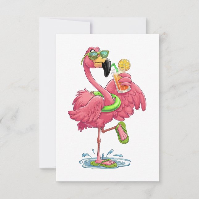 Cartão De Agradecimento Férias Flamingo Summer (Frente)