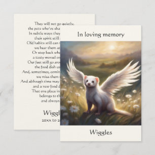 Cartão De Agradecimento Ferret Memorial Poem Angel Wings Add Name Field