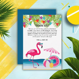 Cartão De Agradecimento FesSummer Beach Pink Flamingo Chá de fraldas
