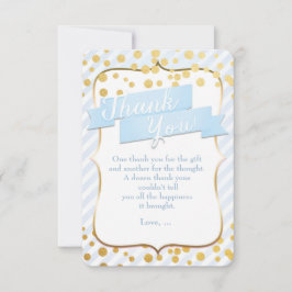 Cartão de Agradecimento Festa Azul e Dourado Carac