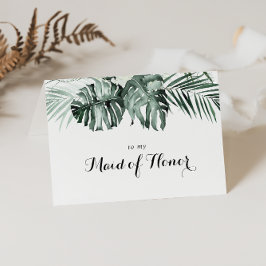 Cartão De Agradecimento Festa Bridal Floral Branca Vegetação Tropical 