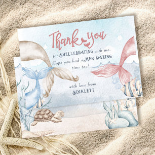 Cartão De Agradecimento Festa da Sereia Personalizada com Piadas de Sereia