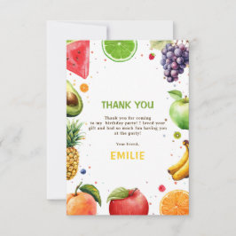 Cartão De Agradecimento Festa de 1º Aniversário da Fruta Doce, Festa de Ve