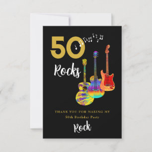 Cartão De Agradecimento Festa de 50 Anos da 50 Rocks Obrigada