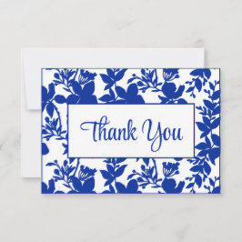 Cartão De Agradecimento Festa de aniversário 65ª Floral Azul Chic