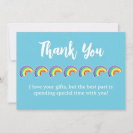 Cartão De Agradecimento Festa de Aniversário Arco-íris Infantil