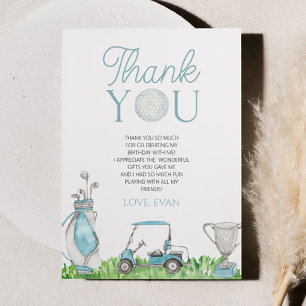 Cartão De Agradecimento Festa de aniversário Azul De Golfe Par-Tee De vamo