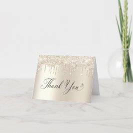 Cartão De Agradecimento Festa de aniversário brilhante Dourada Elegante