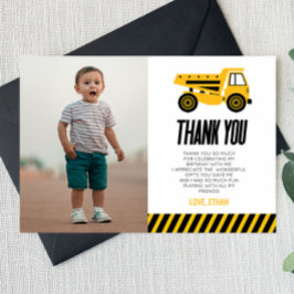 Cartão De Agradecimento Festa de Aniversário Caminhão de Construção Bulldo