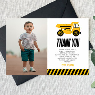 Cartão De Agradecimento Festa de Aniversário Caminhão de Construção Bulldo