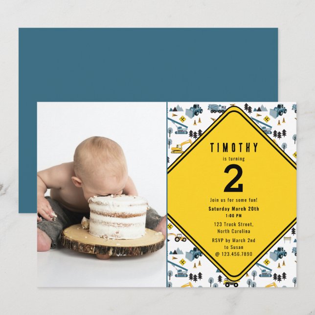 Cartão De Agradecimento Festa de Aniversário com Foto do Site de Caminhões (Frente/Verso)