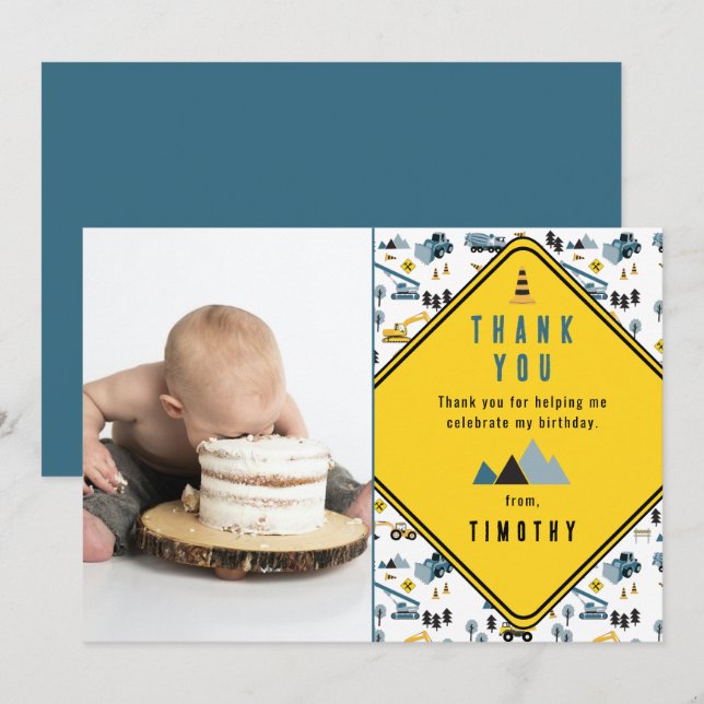 Cartão De Agradecimento Festa de Aniversário com Foto do Site de Caminhões (Frente/Verso)