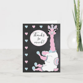 Cartão De Agradecimento Festa de Aniversário com Llama Menina de Pijama Ro