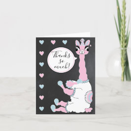 Cartão De Agradecimento Festa de Aniversário com Llama Menina de Pijama Ro