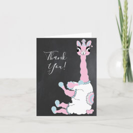 Cartão De Agradecimento Festa de Aniversário com Llama Menina de Pijama Ro