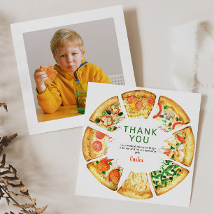 Cartão De Agradecimento Festa de Aniversário com Pizza de Foto Moderna