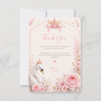 Cartão De Agradecimento Festa de Aniversário Conto de Fadas Princesa Cisne