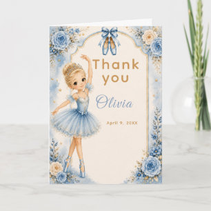 Cartão De Agradecimento Festa de Aniversário da Bailarina Azul 