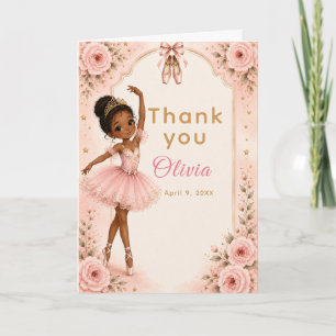 Cartão De Agradecimento Festa de Aniversário da Bailarina Rosa