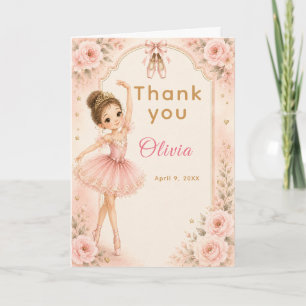 Cartão De Agradecimento Festa de Aniversário da Bailarina Rosa