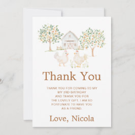 Cartão De Agradecimento Festa de Aniversário da Fazenda das Galinhas Fofas