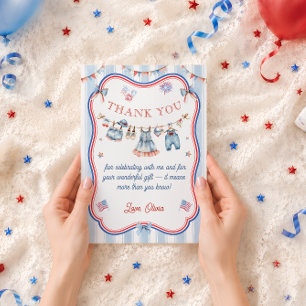 Cartão De Agradecimento Festa de Aniversário da Garota Americana