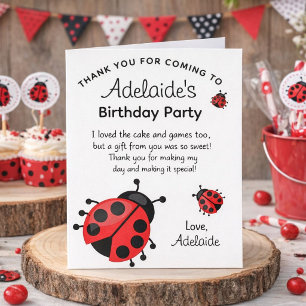Cartão De Agradecimento Festa de Aniversário da Linda Joaninha Vermelha Mo