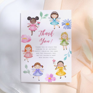 Cartão De Agradecimento Festa de Aniversário da Menina Floral Aquarela Jar