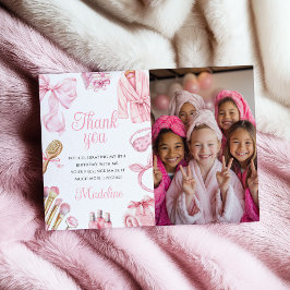 Cartão De Agradecimento Festa de Aniversário da Menina no Spa Rosa