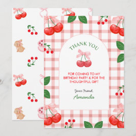 Cartão De Agradecimento Festa de Aniversário da Primeira Cereja