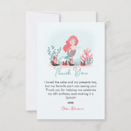 Cartão De Agradecimento Festa de aniversário da Princesa de Sereia Mágica