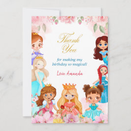 Cartão De Agradecimento Festa de Aniversário da Princesinha 3 Anos Obrigad