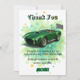 Cartão De Agradecimento Festa de Aniversário de 10 Anos Carro de Corrida V