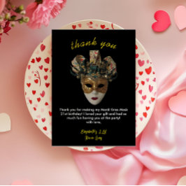 Cartão De Agradecimento Festa de aniversário de 21 anos de Máscara de Mard