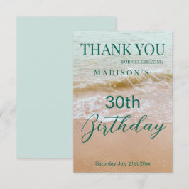 Cartão De Agradecimento Festa de Aniversário de 30 anos na Praia