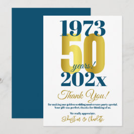 Cartão De Agradecimento Festa de Aniversário de 50 Anos de Casamento Obrig