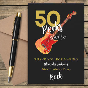 Cartão De Agradecimento Festa de Aniversário de 50 anos do 50 Rocks Obriga