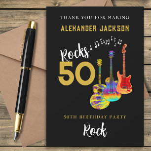 Cartão De Agradecimento Festa de Aniversário de 50 anos do Rock and Roll O