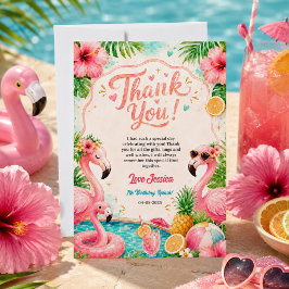 Cartão De Agradecimento Festa de Aniversário de 7 Anos no Tropical Flaming