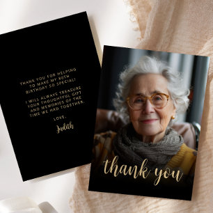 Cartão De Agradecimento Festa de Aniversário de 80 Anos com Foto Personali